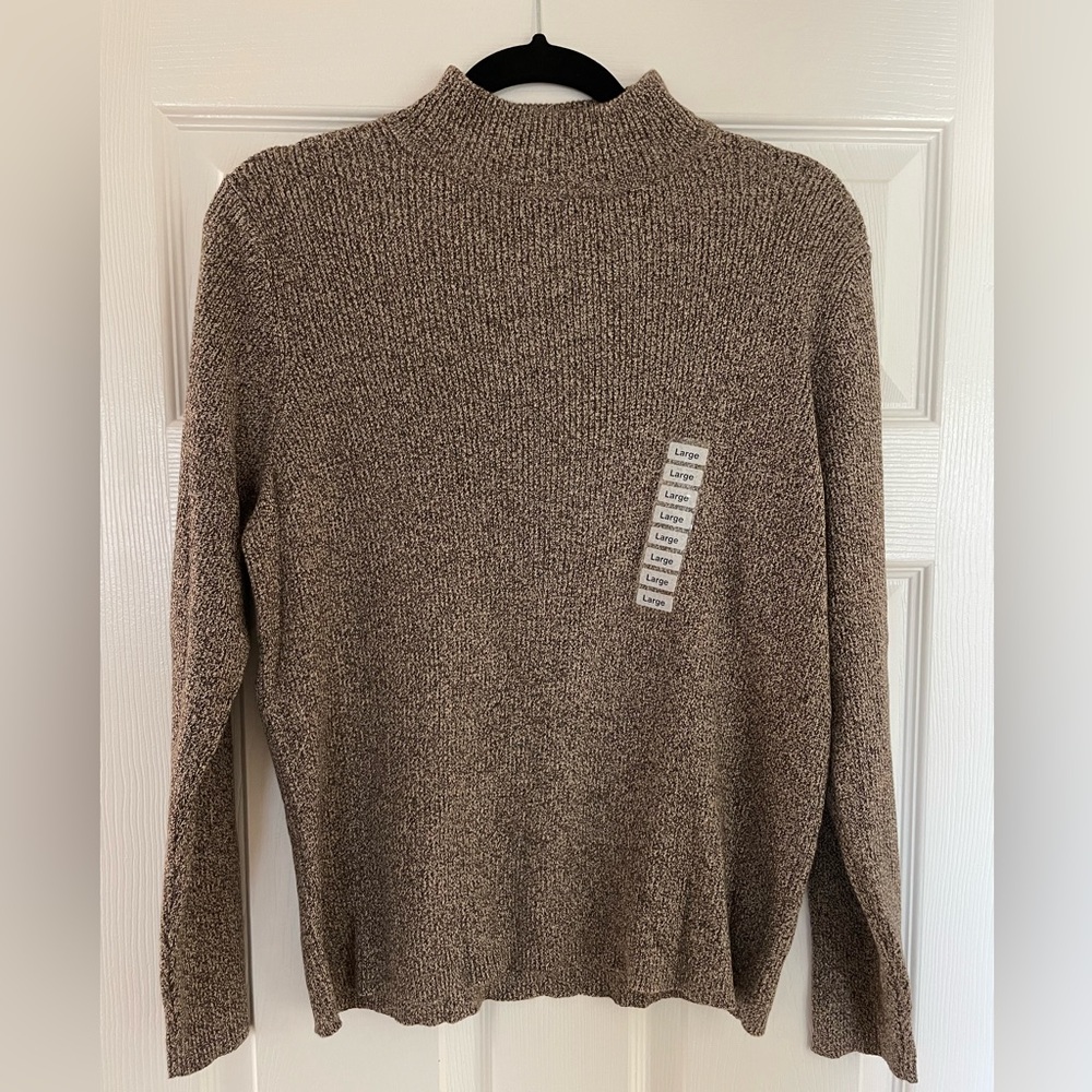 Vintage Women’s Brown Mock Neck Fitted Sweater
